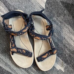 Navy and Orange Patterned Sandals